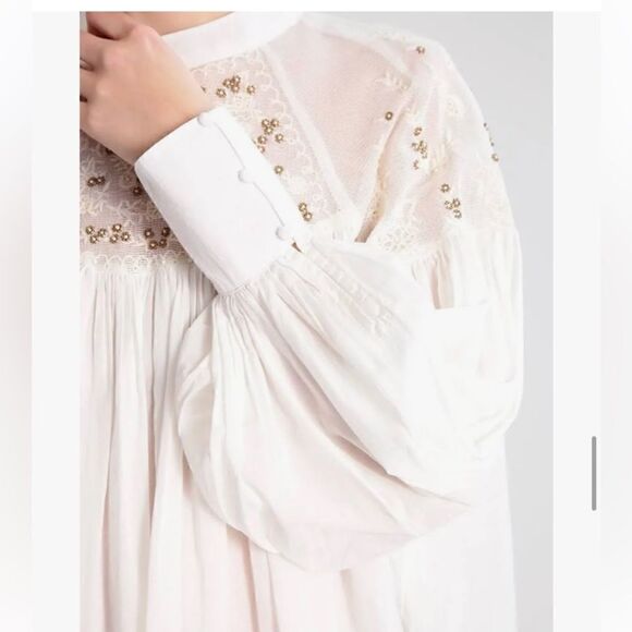 Free People Have It My Way Embroidered Top in Ivory-Bohemian Hippy Blouse - Picture 11 of 16